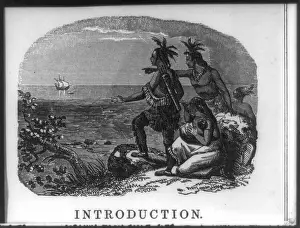 Indians standing on shore looking at small boat approaching from ship