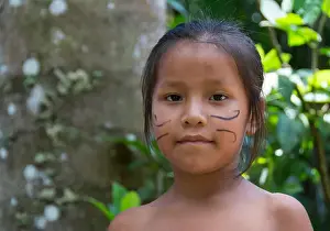 Temperate Prints: Indiginous Bora villagers at Kapitari village, near Manacamiri, Amazon River, Peru
