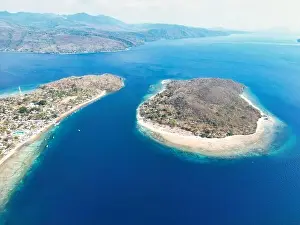 Alor Island Prints: Indonesia Alor - Drone view Nuhakepa Island coast line