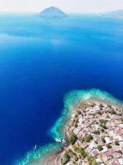Alor Island Prints: Indonesia Alor - Drone view Pura Island coast line