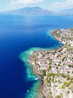 Alor Island Prints: Indonesia Alor - Drone view Pura Island coast line