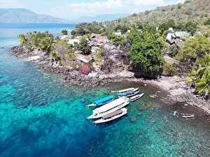 Alor Island Prints: Indonesia Alor - Drone view Pura Island coast line