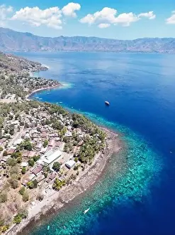 Alor Island Prints: Indonesia Alor - Drone view Pura Island coast line