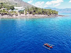 Pura Prints: Indonesia Alor - Drone view Pura Island Indonesia Sea nomads - Bajau - Fishing