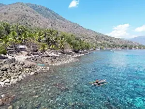 Pura Prints: Indonesia Alor - Drone view Pura Island Indonesia Sea nomads - Bajau - Fishing
