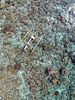 Pura Prints: Indonesia Alor - Drone view Pura Island Sea nomads - Bajau - Fishing