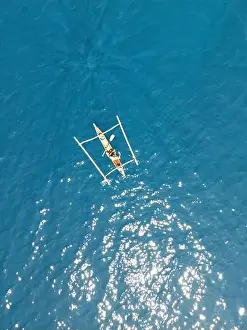 Pura Prints: Indonesia Alor - Drone view Pura Island Sea nomads - Bajau - Fishing