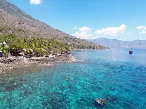 Pura Prints: Indonesia Alor - Drone view Pura Island Sea nomads - Bajau - Fishing