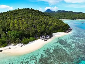 Anambas Islands Prints: Indonesia Anambas Islands - Drone view Telaga Island coast line with beach
