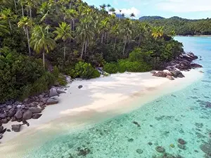 Anambas Islands Prints: Indonesia Anambas Islands - Drone view Telaga Island coast line with beach