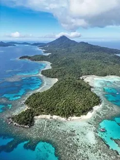Anambas Islands Prints: Indonesia Anambas Islands - Drone view Telaga Island vertical