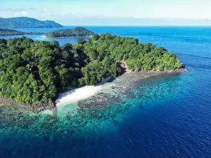 Tropical Island Prints: Indonesia Bangka - Drone view Bangka Island coral reef