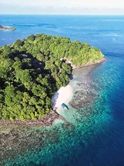 Tropical Island Prints: Indonesia Bangka - Drone view Bangka Island coral reef