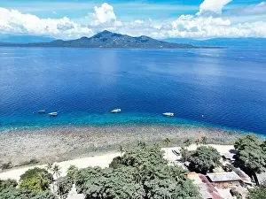 Siladen Island Prints: Indonesia Bunaken - Drone view Siladen Island with coral reef