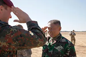 Airborne Prints: Indonesian jumpmaster Col. Elkines Villando salutes Maj