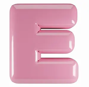 Helium Prints: Inflated glossy pink letter E uppercase illustration
