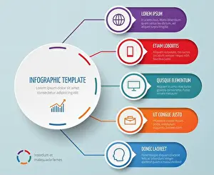 Infographic for business presentation with circular elements and options vector template