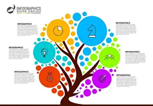 Option Prints: Infographic design template. Creative concept with 6 steps