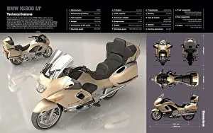 Infographic about the technical features and dimensions of the motorcycle BMW K1200 LT. [Adobe InDesign (.indd); 5196x3248]