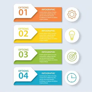 an infographic template with four options with editable text- great for presentations