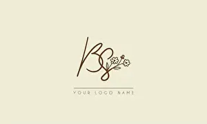 Initial letter BS Or SB Signature handwritten wedding botanical floral icon logo vector design illustration
