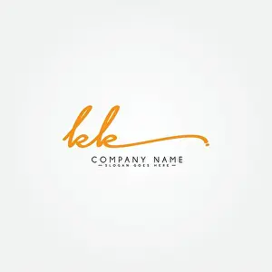 Initial Letter Prints: Initial Letter KK Logo - Hand Drawn Signature Style Logo - Simple Vector Logo in Signature Style for Brand Name