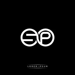 Split Prints: initial letter linked circle capital monogram logo modern template gold color version isolated on black background