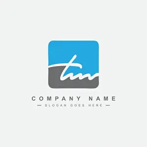 Initial Letter Prints: Initial Letter TM Logo - Hand Drawn Signature Style Logo - Simple Vector Logo in Signature Style for Initials