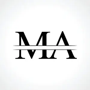 Letter A Prints: Initial MA letter Logo Design vector Template. Abstract Black Letter MA logo Design