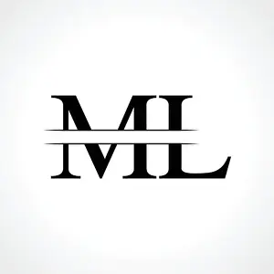 Letter L Prints: Initial ML letter Logo Design vector Template. Abstract Black Letter ML logo Design