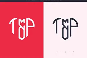 Lover Prints: Initial TP letters with red heart and love logo flat icon monogram concept