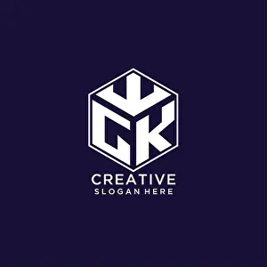 Gamer Prints: Initials GK logo hexagon shape, creative geometric logo design concept vector graphic