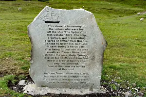 Donegal Prints: Inscribed stone commemorating the sinking of the barque The Sydney