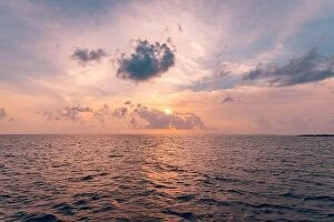 Images Dated 11th March 2019: Inspirational calm sea with sunset sky. Meditation ocean and sky background