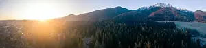 Zakopane Prints: Inspiring Mountains Landscape, big panorama with beautiful sunrise and Giewont Mountain in Tatras