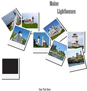 Owls Prints: Instant Photo Collage of Some of the Maine Lighthouses