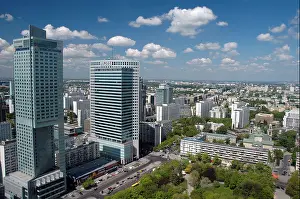 Scape Prints: Intercontinental hotel in Warsaw on a left side and Warsaw Financial Center (right)