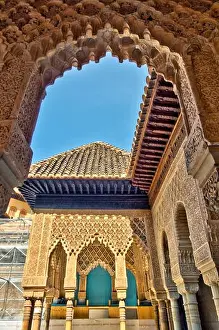 Moorish Prints: Interior detail of the Alhambra Palace, HDR Image