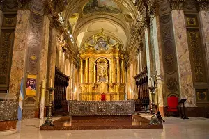 Latin American Prints: Interior with altar of the Buenos Aires Metropolitan Cathedral (Spanish)