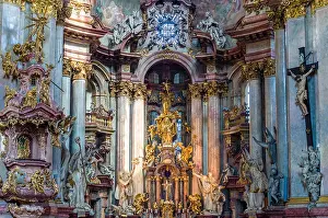 Stare Prints: Interior and altar of the St. Nicholas Orthodox Church in the suburb 'Mala Strana'