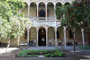 Quad Prints: Interior courtyard or quad of of old University of Barcelona