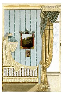 Curtain Prints: Interior decoration. Art Nouveau vintage illustration. By Modern Drapery 1900