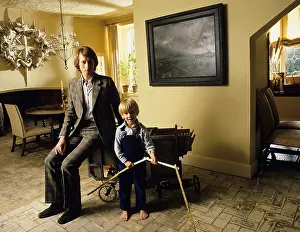 National Gallery Prints: Interior decorator and designer David Mlinaric at home with his son Max