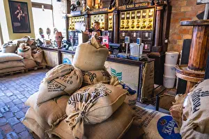 Old City Prints: Interior of famous Lviv Coffee Mining Manufacture cafe on a Market Square of Old Town of Lviv city