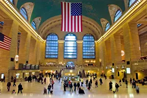American Flag Prints: Interior of Grand Central Station main hall in New York City