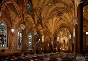 St Michaels Church Prints: The interior of a historic 19th century Roman catholic church in Rochester city