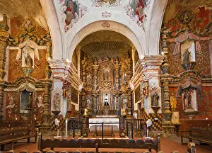 Franciscan Prints: Interior of the historic Mission San Xavier del Bac, near Tucson, Arizona, USA