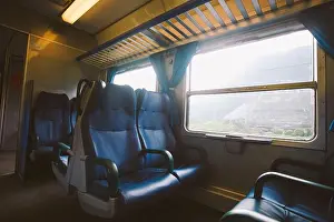 Upholstery Prints: Interior of an Italian railway carriage. No people