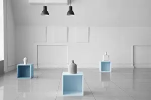 Shelves Prints: Interior of modern art gallery