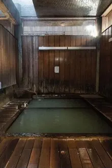 Honshu Prints: Interior of public bath No 9 O-yu, Shibu Onsen, Yudanaka, Nagano, Japan